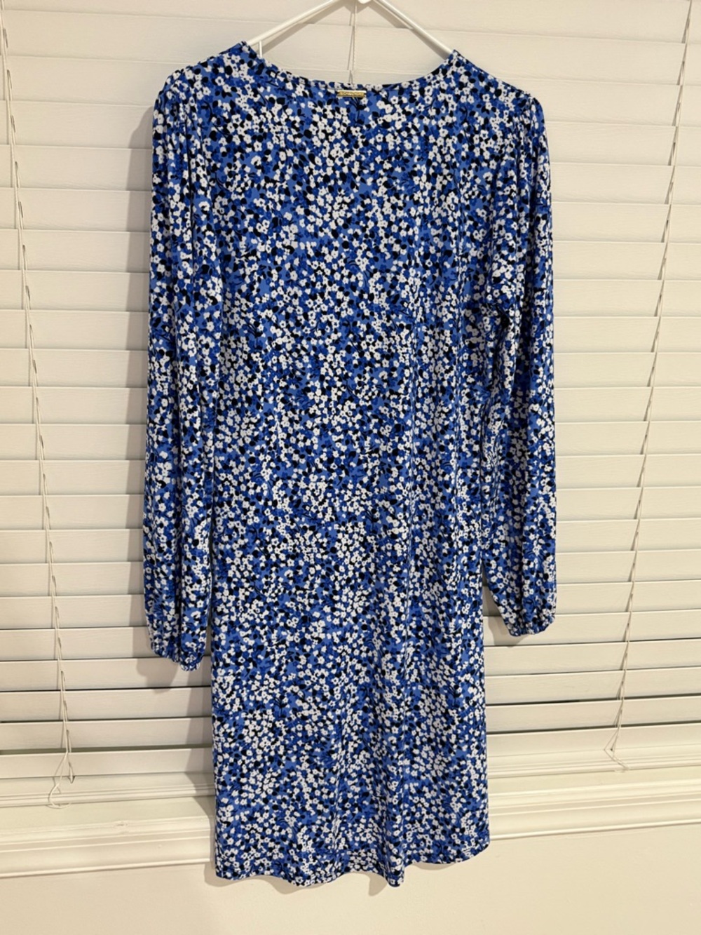 Michael Kors Blue and White Floral Long-Sleeve Dress